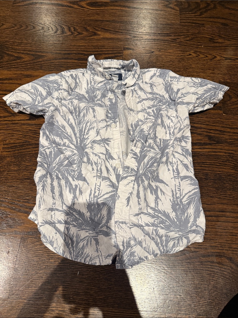 Boys palmTree Poplin Button Up Shirt - Gray size 5T